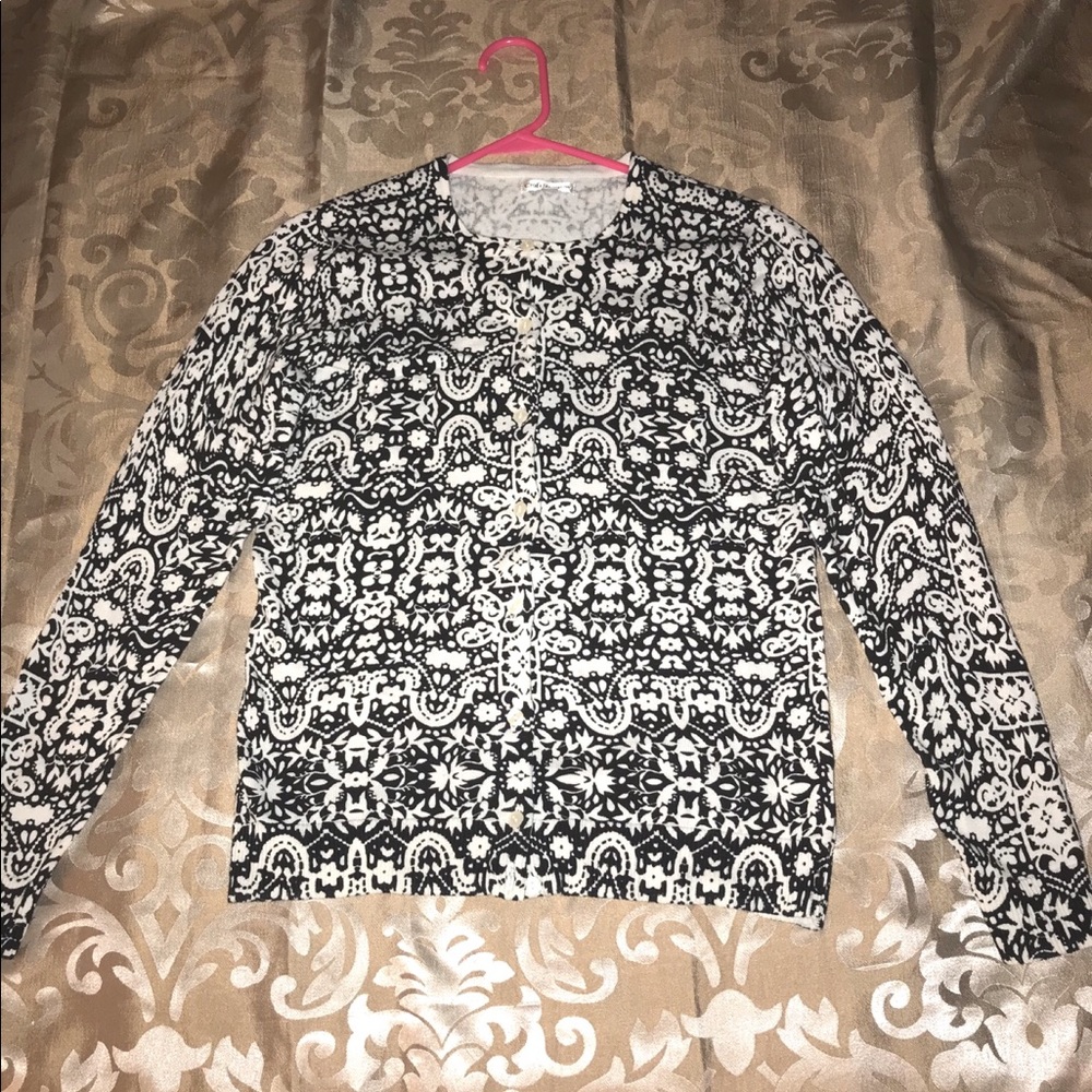 Croft & Barrow Black & White Floral Cardigan.